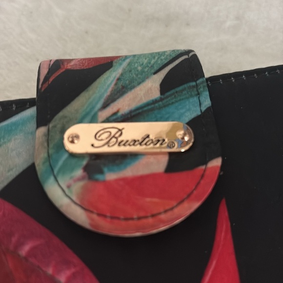 Buxton Floral Women's Black and Multicolor wallet/ Clutch - Picture 3 of 10